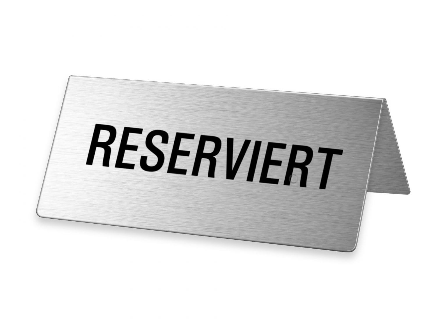 Produktbild von Tischaufsteller „Reserviert“ 85x40 Mm – Edelstahl Matt, Ofform Design, Made In Germany