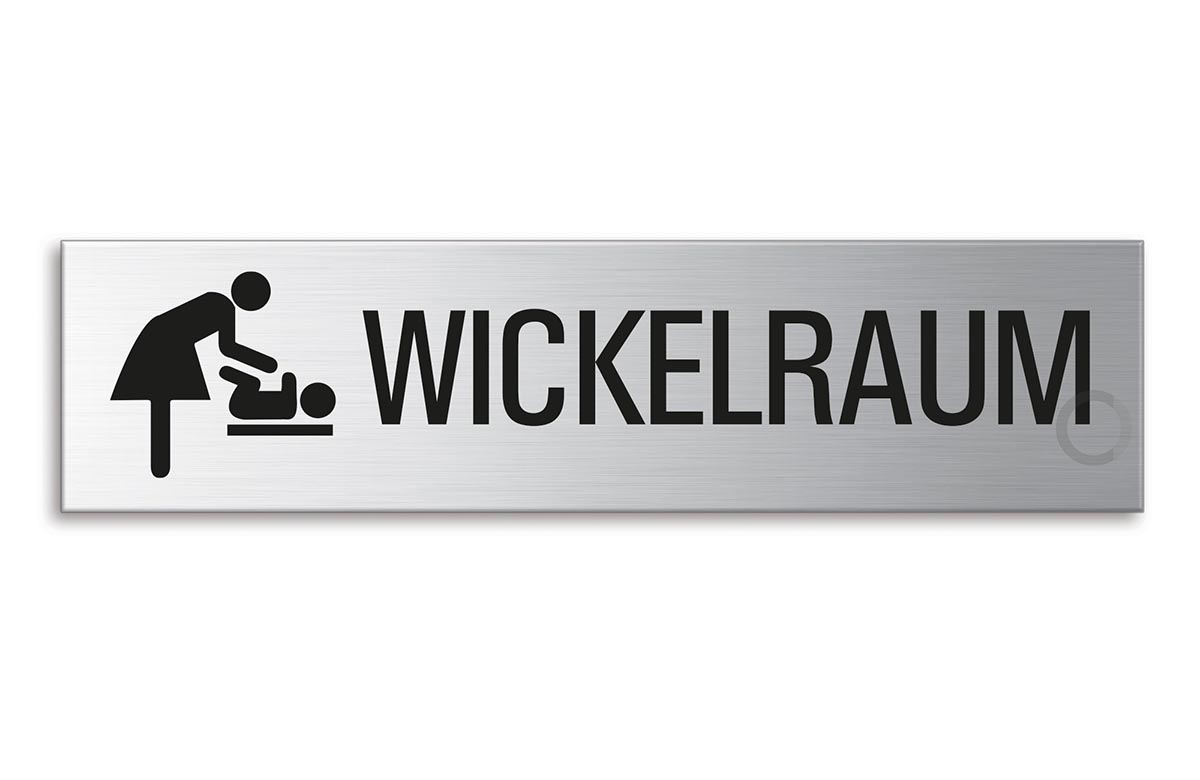 Schild WickelraumAluminiumschild Edelstahloptik 160x40 mm selbstklebend 