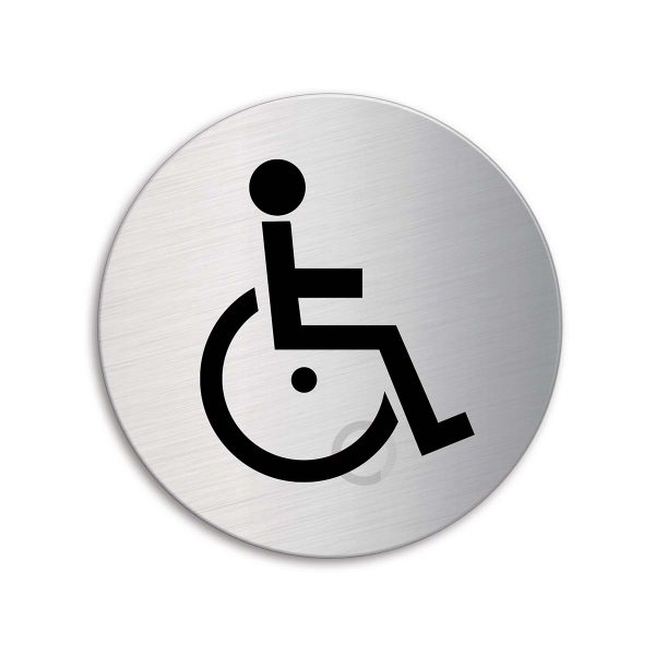 Schild Rollstuhl Ø 75 mm Türschild aus Edelstahl selbstklebend