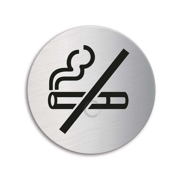 Schild Rauchen verboten Ø 75 mm Türschild aus Edelstahl selbstklebend