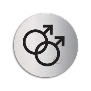 Schild Mann/Mann Ø 75 mm Gender-Symbolschild aus Edelstahl selbstklebend