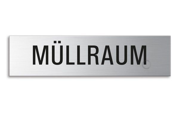 Schild Müllraum 16x4 cm Türschild aus Edelstahl selbstklebend