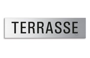Schild Terrasse 16x4 cm Türschild aus Edelstahl selbstklebend
