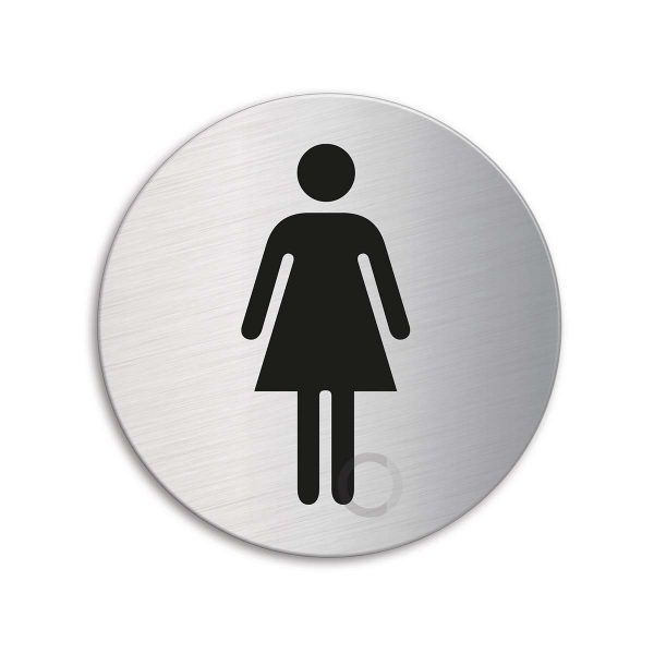 Schild WC Damen Ø 75 mm Türschild aus Edelstahl selbstklebend