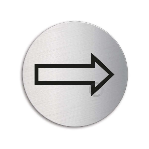 Schild Pfeil Ø 75 mm Hinweisschild aus Edelstahl selbstklebend