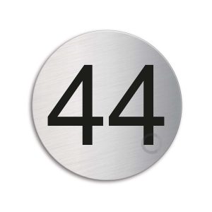 Türnummer 44 | Zimmernummer aus Edelstahl Ø 75 mm selbstklebend Ofform Design