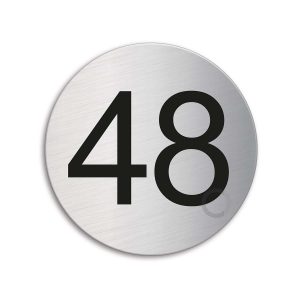 Türnummer 48 | Zimmernummer aus Edelstahl Ø 75 mm selbstklebend Ofform Design