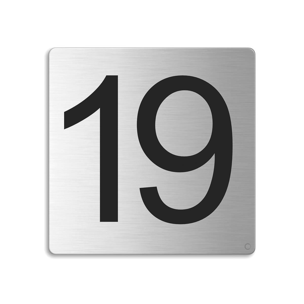 Türnummer 19 l Zimmernummer aus Edelstahl 85x85 mm selbstklebend