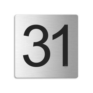 Türnummer 31 | Zimmernummer aus Edelstahl 85x85 mm selbstklebend