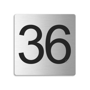 Türnummer 36 | Zimmernummer aus Edelstahl 85x85 mm selbstklebend