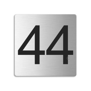 Türnummer 44 | Zimmernummer aus Edelstahl 85x85 mm selbstklebend