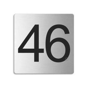 Türnummer 46 | Zimmernummer aus Edelstahl 85x85 mm selbstklebend