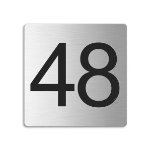 Türnummer 48 | Zimmernummer aus Edelstahl 85x85 mm selbstklebend