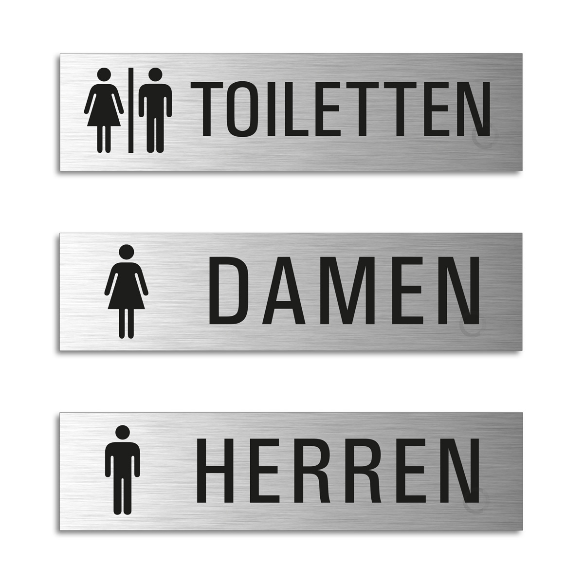 2er Set-Toilette-Frau-Mann-Alu.-Edelstahl-Optik-Schild-15 x10 cm-WC-Klo-Nr.1 