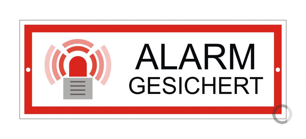 Schild alarmgesichert Warnschild aus Aluminium 175x65 mm