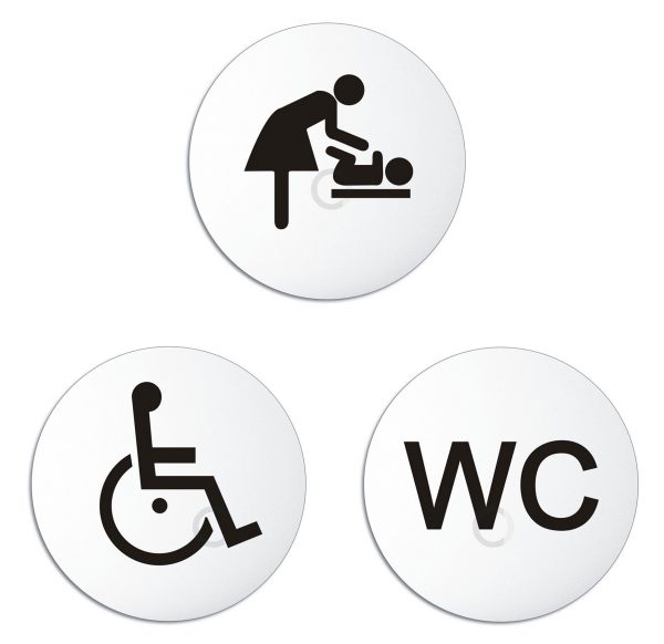 Schilder Set Wickelraum, WC, Rollstuhl