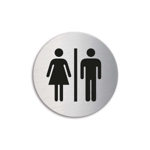 "Disabled WC" Alu Door Sign-Adhesive Plate-ø75mm Round Signs 
