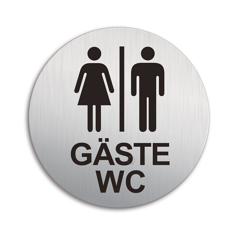 Gäste-Alu-Edelstahl-Optik-WC-Design-Schild-15 x10 cm-Warnschild-Hinweisschild 