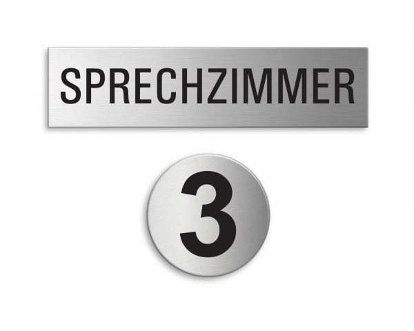 Schild Sprechzimmer Nr. 3 Schilderset aus Edelstahl